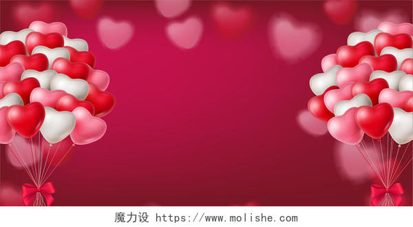 红色爱心气球七夕情人节背景素材
